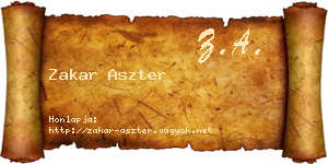 Zakar Aszter névjegykártya
